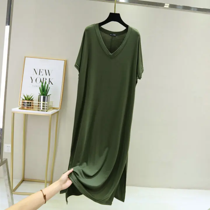 Top Trends: Fdfklak Korean Modal Sleepwear Women Night Shirt Comfortable Long Dress Sexy V Neck Nightgowns Female Lounge Wear Nightdress Shoppable Styles - Image 2