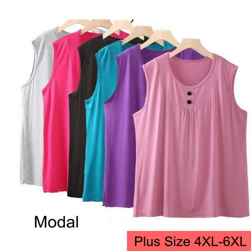 Top Trends: Women Summer Loose Vest Top Modal Casual Tank Tops T-Shirt Sleeveless Soft Shirt Blouse Tops Female Plus Size 5xl 6xl Ouc1123 Shoppable Styles