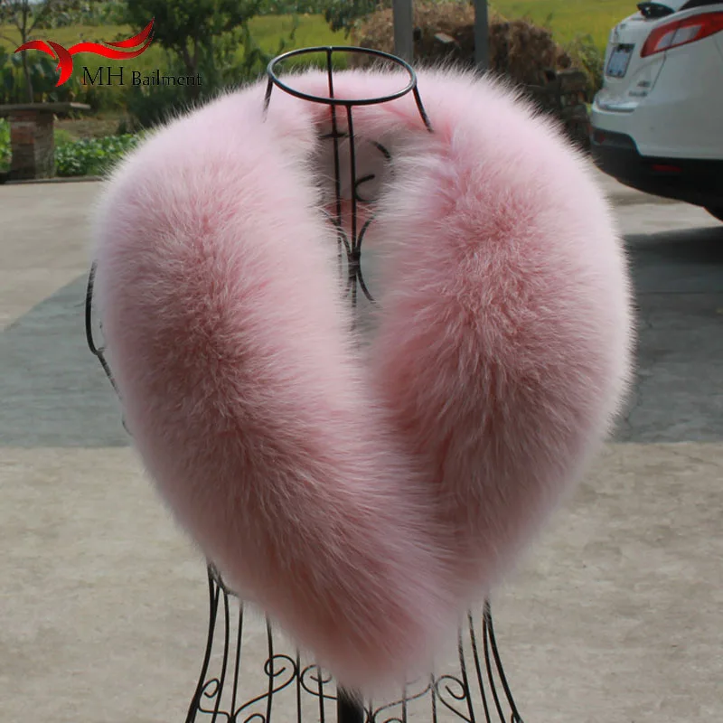 Top Trends: Winter Real Fox Fur Collar 100% Genuine Natural Pink Scarf Scarves Women Large Size Wraps Neck Warmer Luxury Furry Shawl Female Shoppable Styles