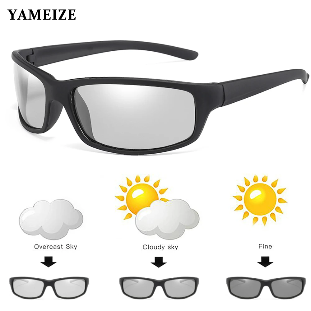 Top Trends: YAMEIZE Photochromic Sunglasses Men Polarized Glasses Anti-glare Chameleon Sun Glasses Retro Women Sunglasses Sport Eeyewear Shoppable Styles