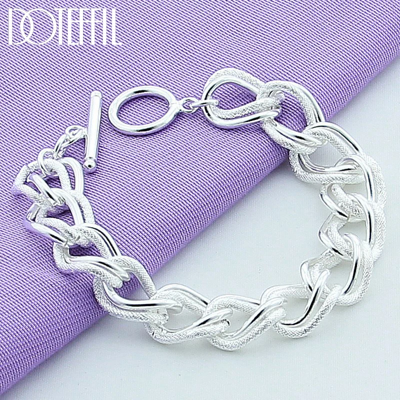 Top Trends: DOTEFFIL 925 Sterling Silver 24K Gold Matte Smooth Ring Chain Bracelet For Women Man Fashion Wedding Engagement Party Jewelry Shoppable Styles