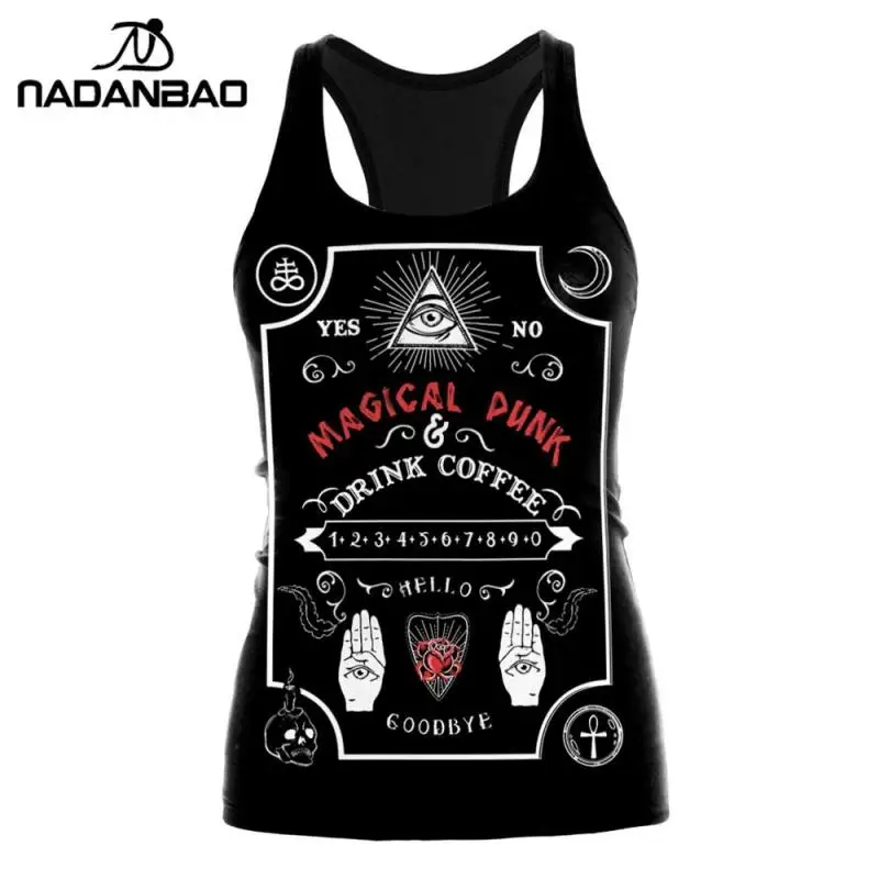 Top Trends: NADANBAO 2024 HOT Ouija Black Tank Tops Gothic Skeleton Printed Vest Fashion Shirt Summer Sexy Slim Vest Sleeveless Streetwear Shoppable Styles - Image 4