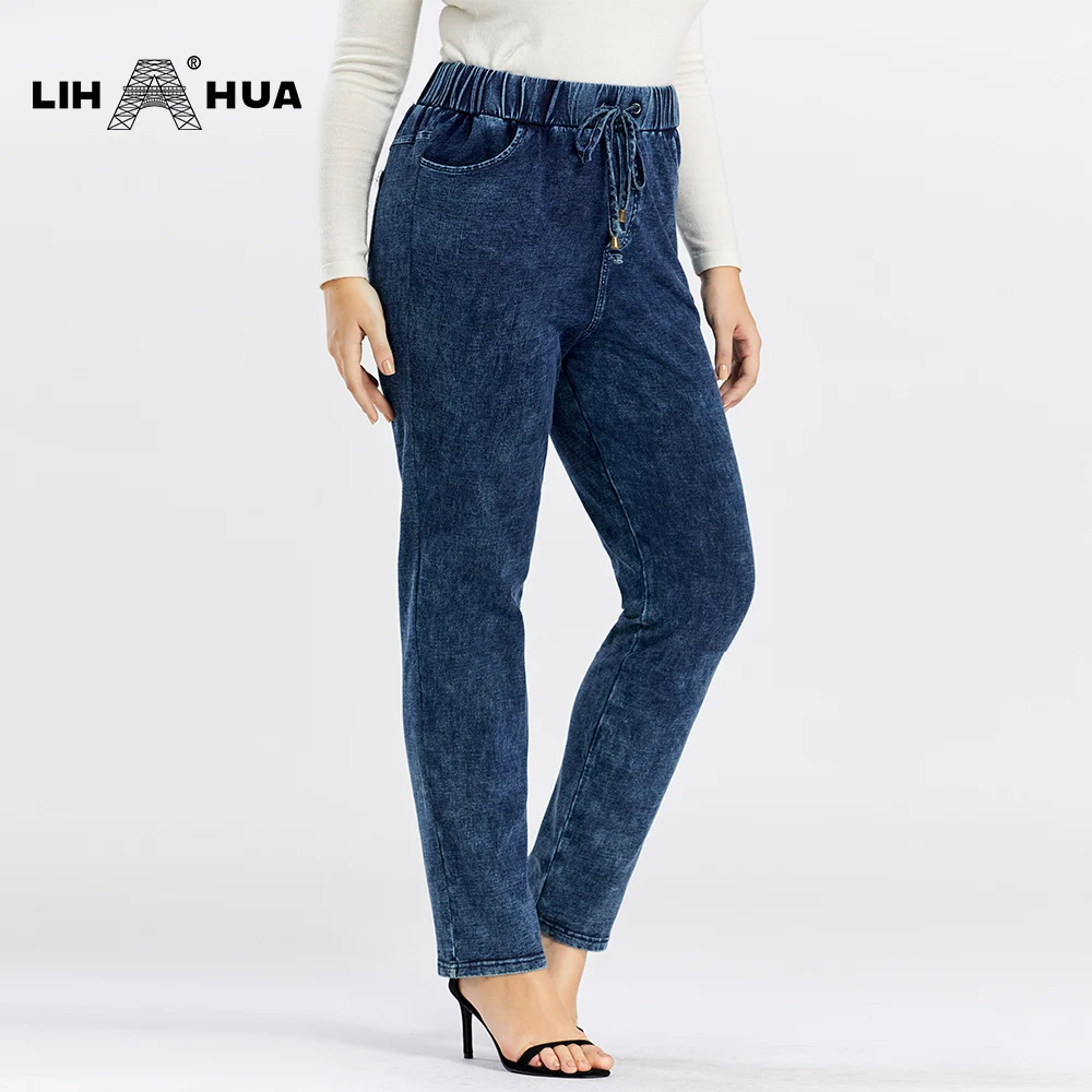 Top Trends: LIH HUA Women's Plus Size Jeans Autumn High Stretch Cotton Knitted Denim Trousers Casual Soft Jeans Shoppable Styles