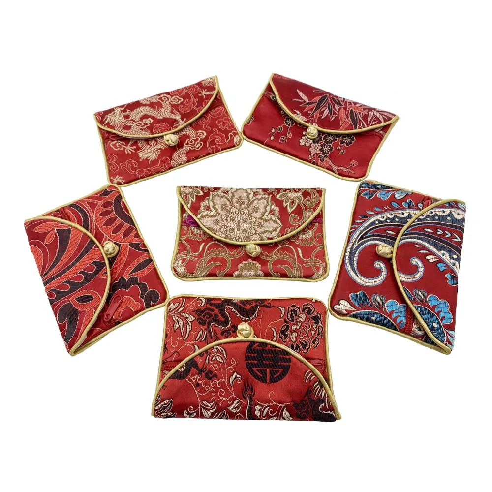 Top Trends: Vintage Brocade Silk Coin Purse Woman Small Wallet Traditional Buckle Jewelry Pouch Ladies Mini Money Bag Children Card Holder Shoppable Styles