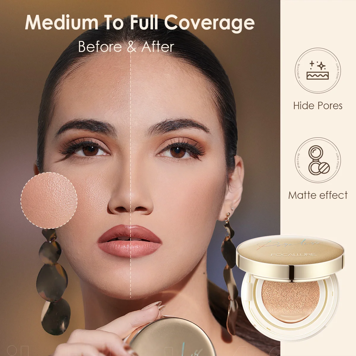 Top Trends: FOCALLURE Air Cushion Poreless BB Cream Waterproof Long Lasting Brighten Face Concealer Matte Foundation Cosmetics With Puff Shoppable Styles - Image 2