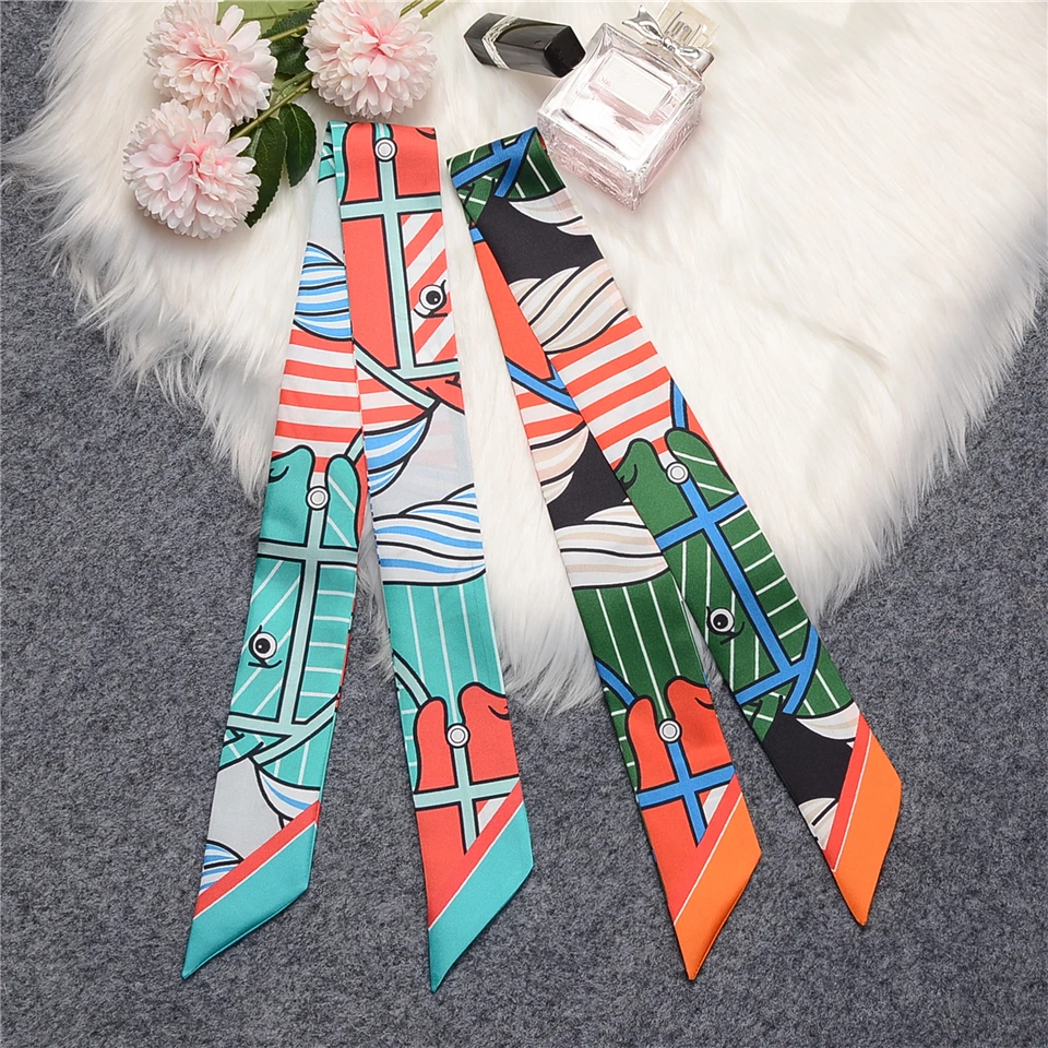 Top Trends: 100% Real Silk Scarf Natural Silk Brand Women Scarf Luxury Horse Foulard Hair &amp; Bag Scarves Design Fashion Neckerchief 2023 Shoppable Styles