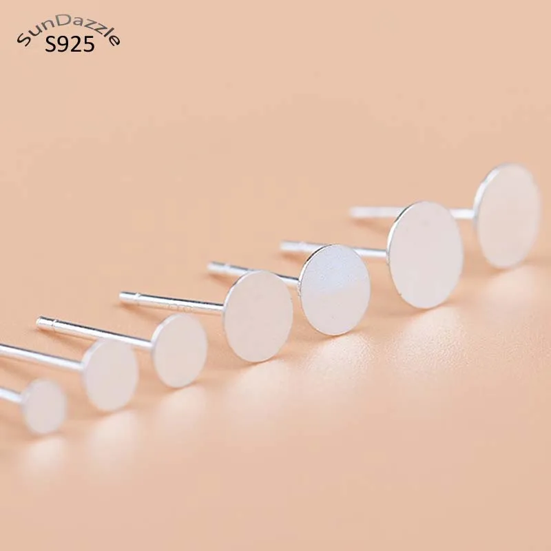 Top Trends: 10pcs Real Solid 925 Sterling Silver Earring Stud Needle Post Flat Base Pins 3~8mm Silver Settings DIY Jewelry Making Findings Shoppable Styles