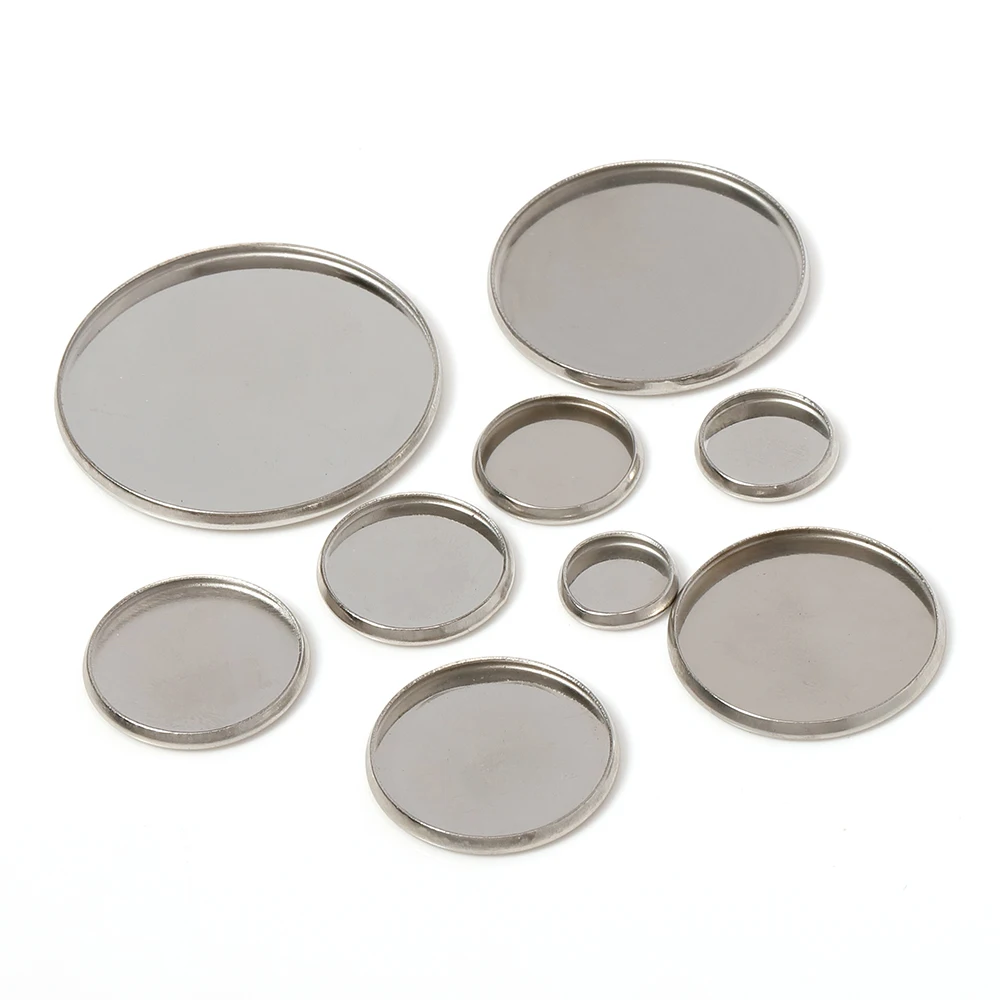 Top Trends: 20pcs Stainless Steel Round Cabochon Settings Blank Tray Bezel Base Fit 6-30mm Cabochon Cameo For DIY Jewelry Making Accessories Shoppable Styles