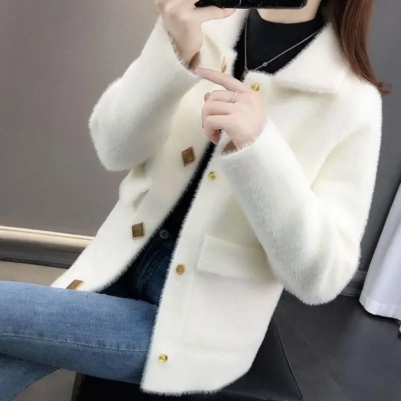 Top Trends: Imitation Mink Velvet Coat Women 2021 Spring Autumn New Korean Mother Jackets Imitation Mink Sweater Female Cardigan Buttons Shoppable Styles