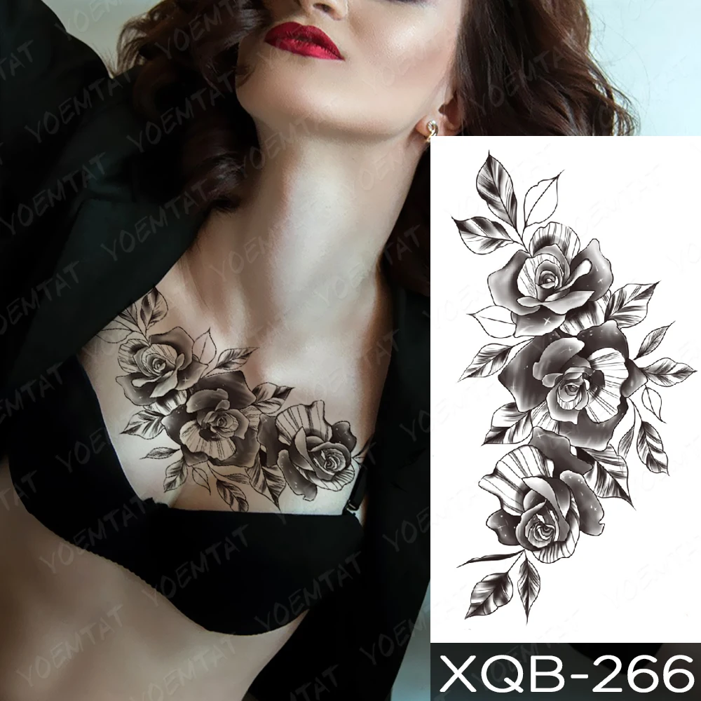 Top Trends: Flower Blooming Waterproof Temporary Tattoo Stickers Jasmine Leaf Sunshine Sexy Tatoo Arm Body Art Fake Tattoos Black Man Women Shoppable Styles - Image 2