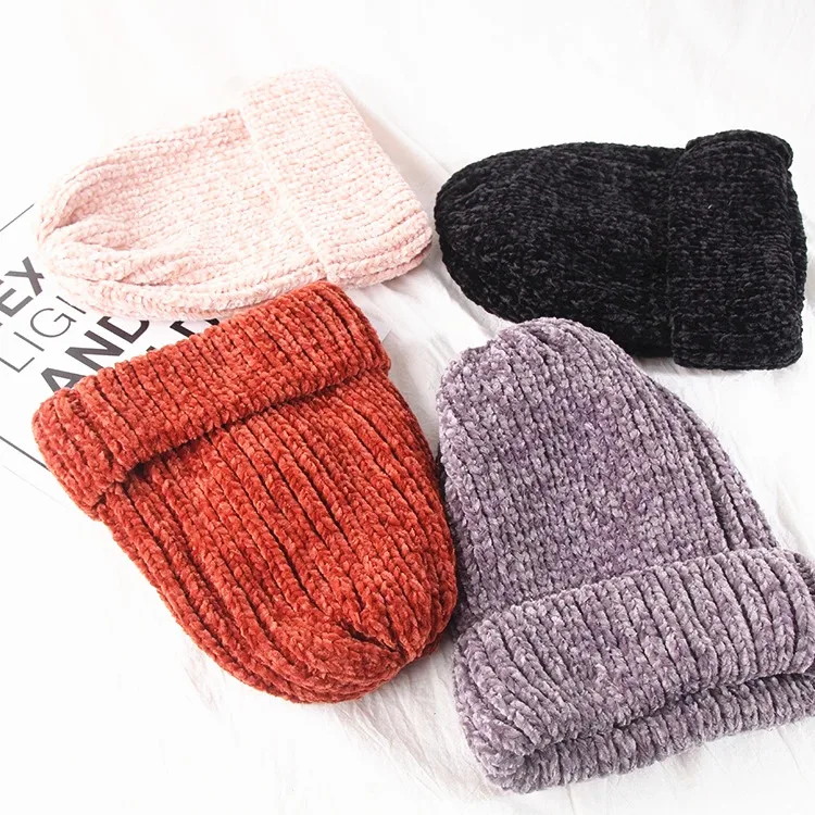 Top Trends: New Girl Casual Cotton Thick Warm Knitting Beanies Cap Winter Lady Women Chenille Warm Hat Knitted Skullies Gorros Shoppable Styles