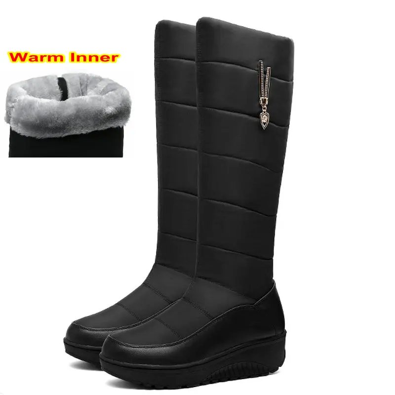 Top Trends: Winter Warm Down Snow Boots Women Shoes Russian Korea Style Waterproof Platform Wedges Mid Calf Boots Female Plush 2020 New Shoppable Styles