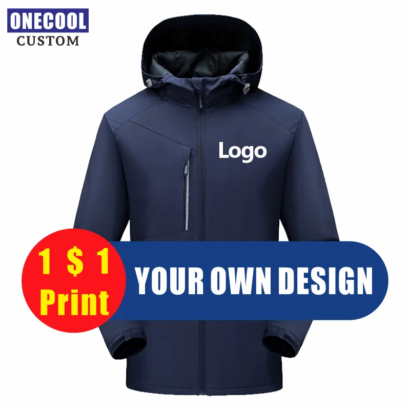 Top Trends: New Winter Jacket Custom Logo Men Women Windproof Hooded Outwear Casual Overcoat Fashion Thick Velvet Warm Coat ONECOOL Shoppable Styles