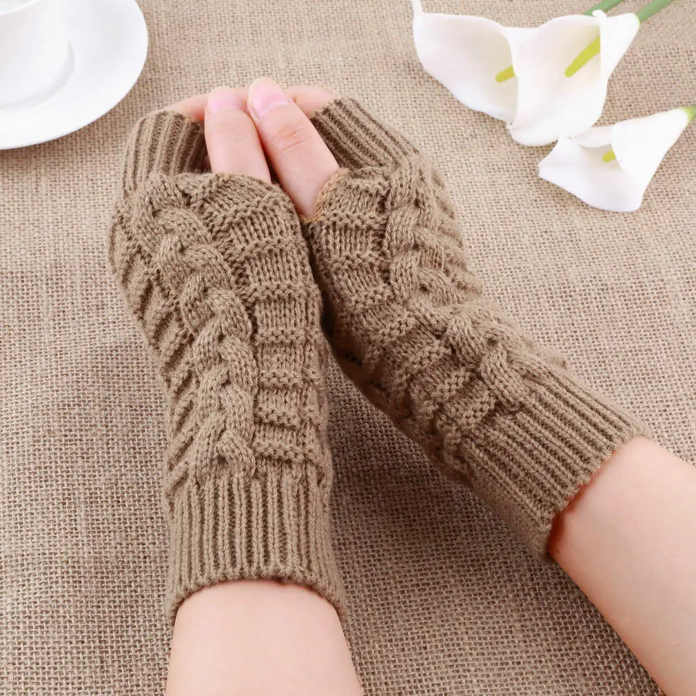 Top Trends: Half Finger Gloves For Women Winter Soft Warm Wool Knitting Arm Gloves Soft Warm Mittens Handschoenen Unisex Guantes Mujer Ne Shoppable Styles