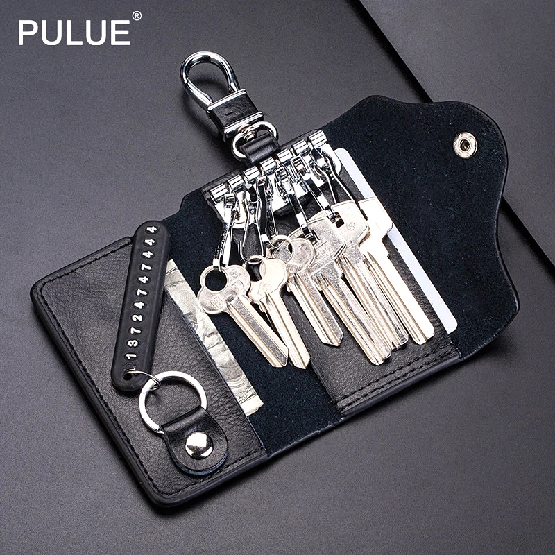 Top Trends: High Quality Genuine Leather Key Holder Men Women Key Wallet Organizer Pouch Car Keychain Housekeeper Key Case Mini Card Bag Shoppable Styles