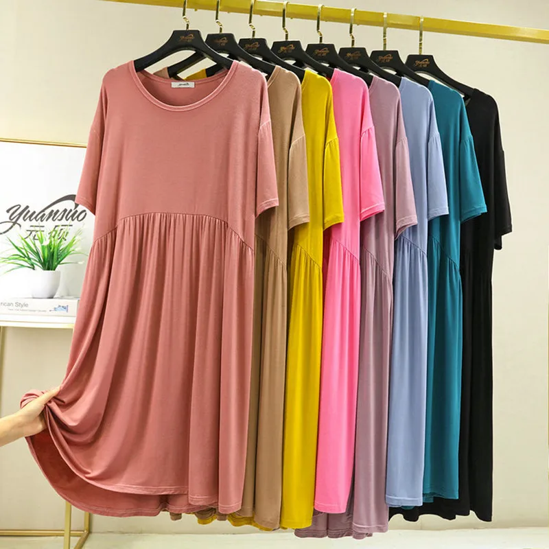 Top Trends: Female Short Sleeve Summer Nightgowns Loose Home Wear Night Dress Women Modal Cotton Sleepwear Large Size Nightshirt Shoppable Styles