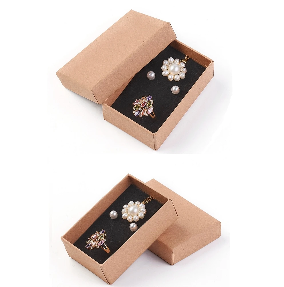 Top Trends: 24pcs Retro Kraft Jewelry Box Gift Cardboard Boxes For Ring Necklace Earring Gift Jewelry Packaging With Sponge Inside Shoppable Styles - Image 5