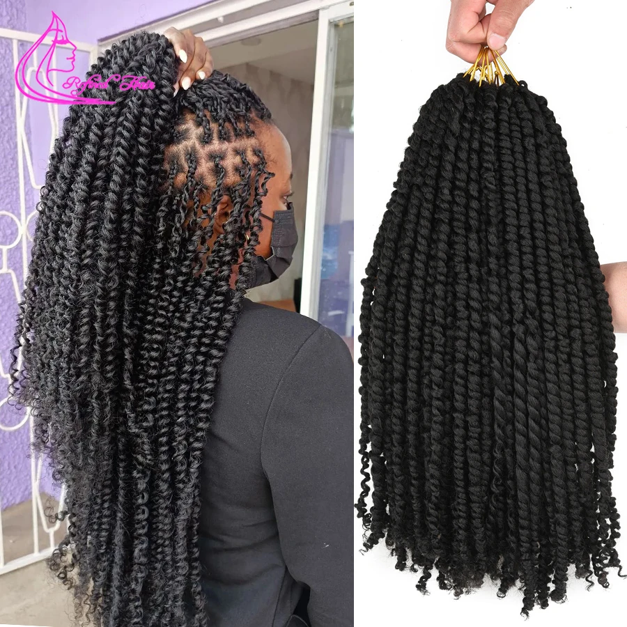 Top Trends: Pre Twisted Passion Twist Bomb Twist Crochet Hair Synthetic Spring Twist Pre Looped Braiding Hair Extension For Women 16Roots / pc Shoppable Styles