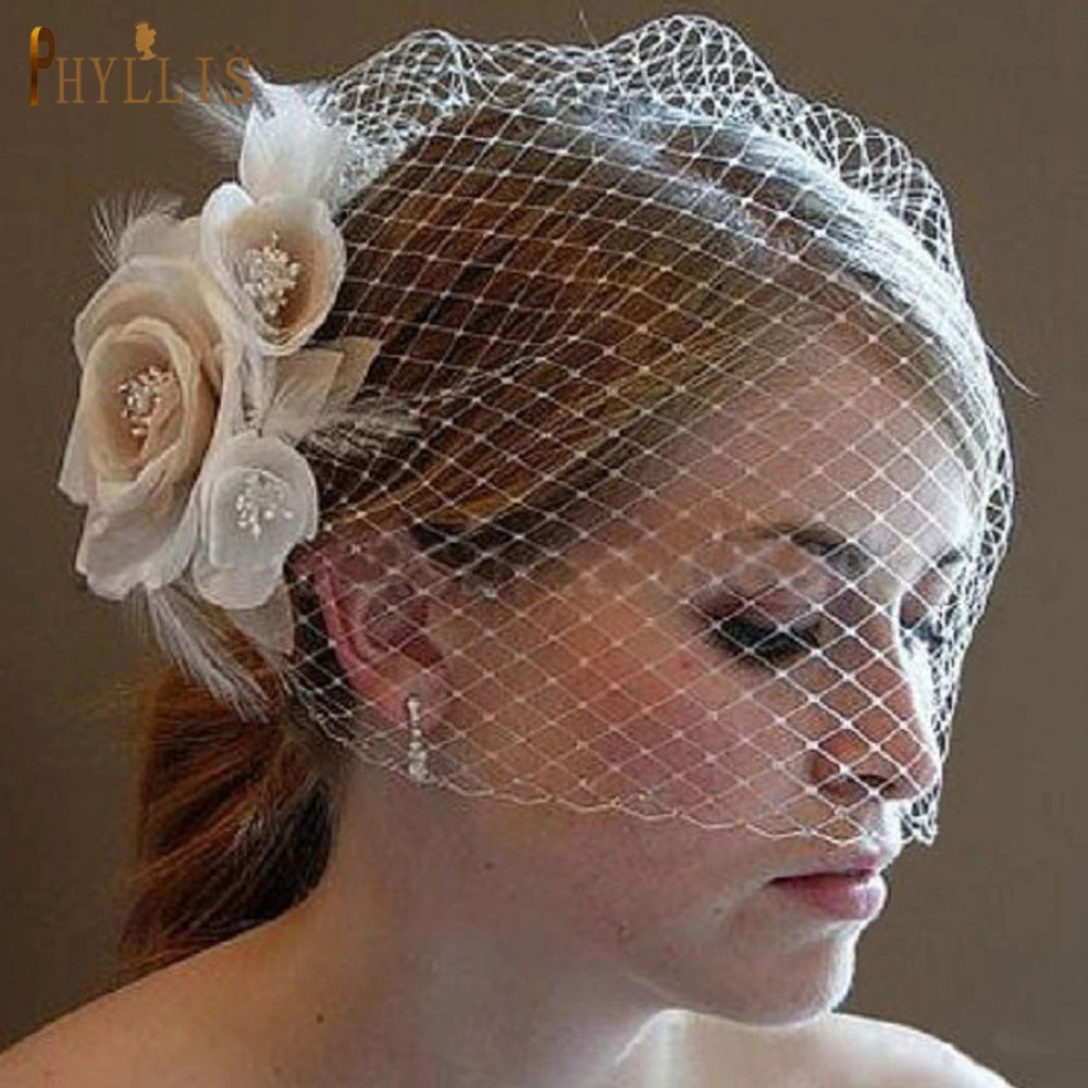 Top Trends: JM01 Bridal Birdcage Veil Blusher Veil Feather Flower Short Veil Party Wedding Veil White Fascinator Bride Hats With Veil Shoppable Styles