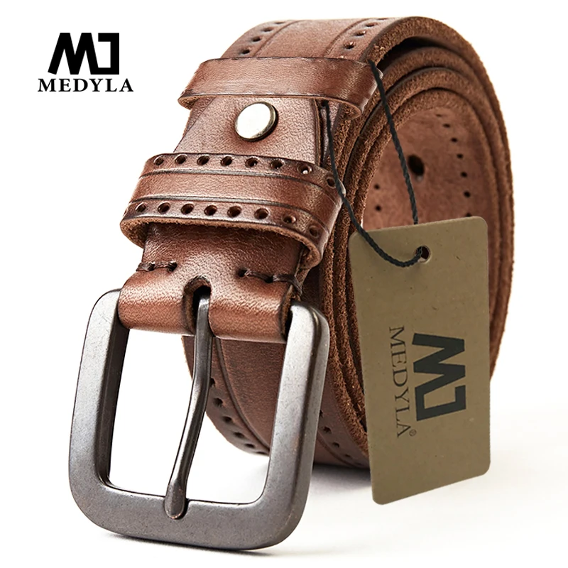 Top Trends: MEDYLA Men&#039;s Leather Belts For Men Vintage Alloy Pin Buckle Waistband Strap Jeans Belt For Male Cowhide Belt DSW535 Shoppable Styles