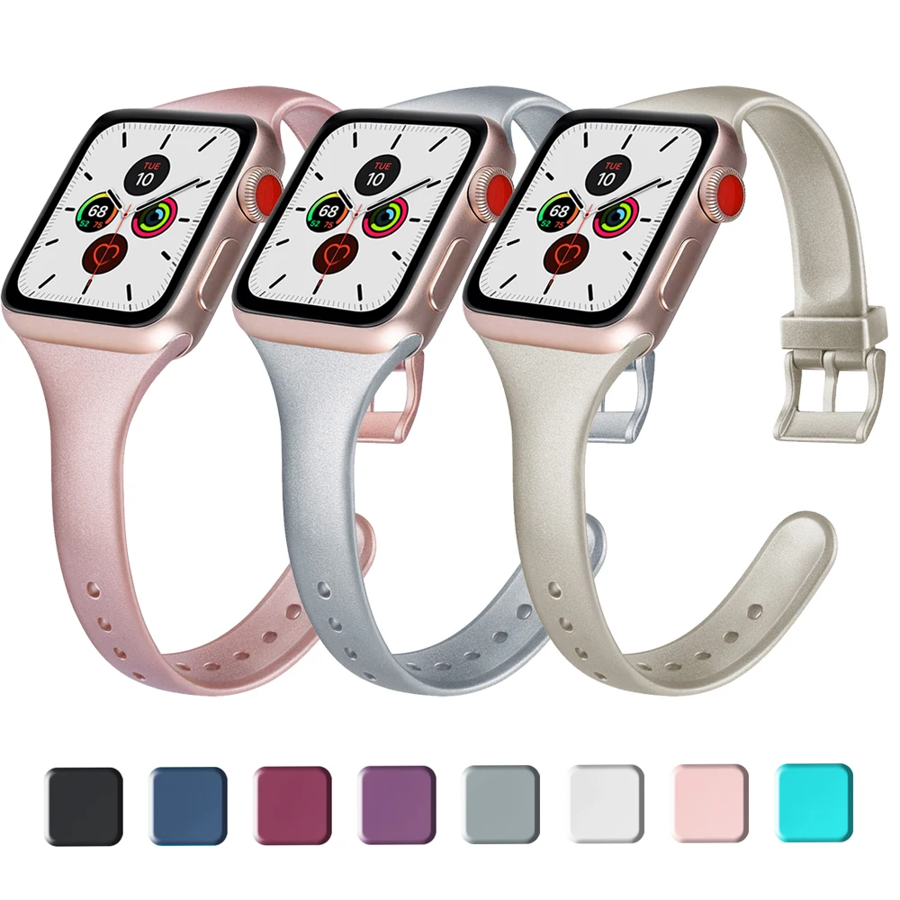 Top Trends: Slim Silicone Bracelet Strap For Apple Watch Band 7 6 5 4 3 2 SE 38MM 42MM 44MM 40MM Soft Wrsitband For IWatch 41mm 45mm Correa Shoppable Styles