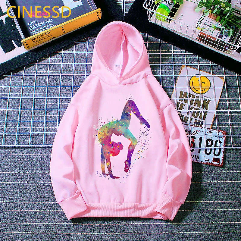 Top Trends: Watercolor Gymnastics Art Print Sweatshirts Girls GYM Lover Birthday Gift Pink Top Thick Clothes Kids Custom Hooodie Wholesale Shoppable Styles