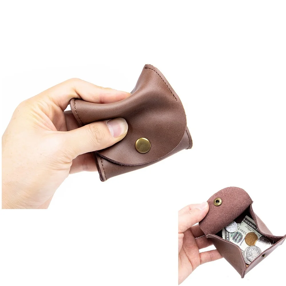 Top Trends: Mini Vintage Split Leather Men&#039;s Coin Purse Coin Wallet Retro Key Holder Small Women Money Bag Money Change Coin Pouch Shoppable Styles