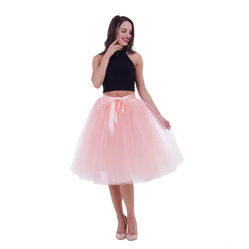 Top Trends: 5 Layers Tulle Skirt Women Summer Ball Gown Midi Skirts Female High Waist Tutu Pleated Faldas For Women School Sun Jupe Shoppable Styles - Image 4