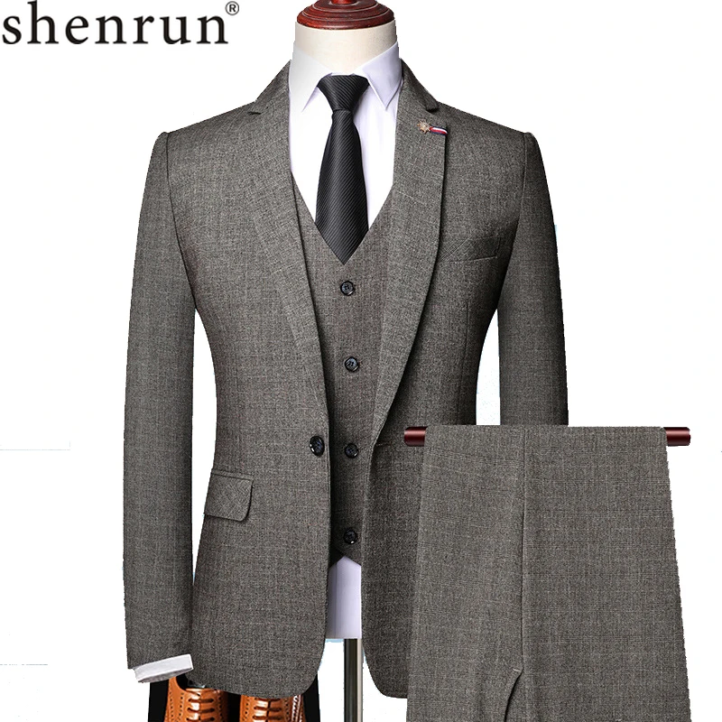 Top Trends: Shenrun Men Suits Spring Autumn Business Formal Casual 3 Pieces Suit Slim Party Prom Fashion Wedding Groom Banquet Gray Brown Shoppable Styles