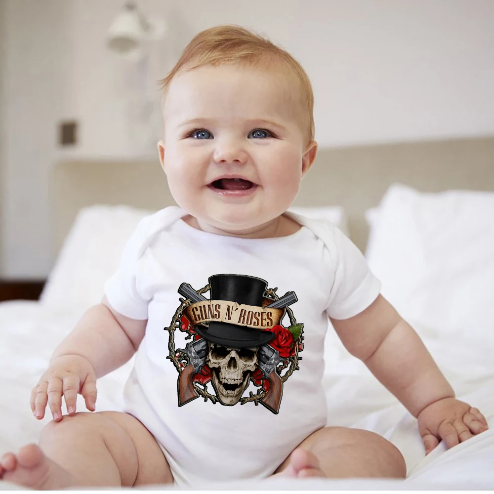 Top Trends: Novelty 2021 Guns N&#039; Roses Baby Bodysuit Set Fashion Rock Baby Boy Clothes Summer Short Sleeve New Born Romper 0-24M Dropship Shoppable Styles