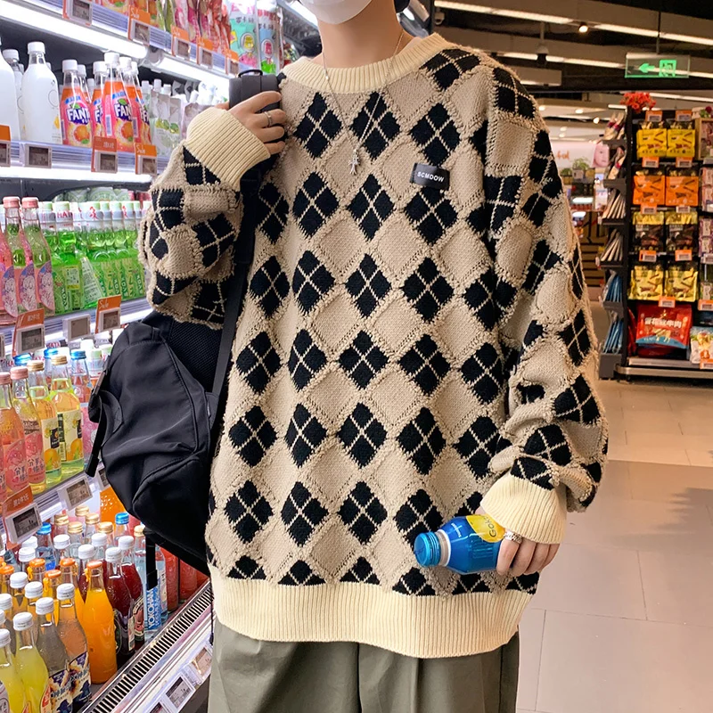 Top Trends: ZAZOMDE Men Hip Hop Sweaters Streetwear Retro Knitted Pullover Tops New Geometry Casual Knit Warm Pullover Harajuku Sweater Men Shoppable Styles