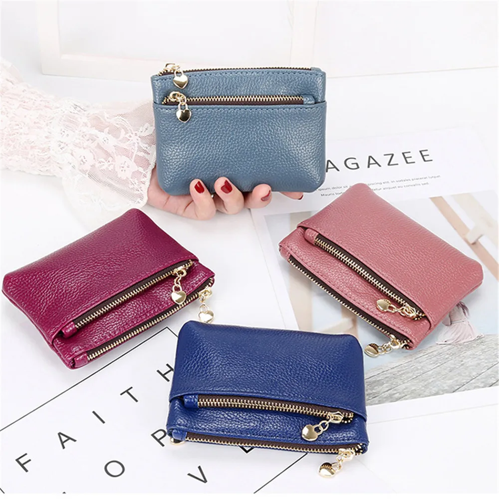 Top Trends: 2021 New Leather Coin Purse Women Mini Change Purses Kids Coin Pocket Wallets Key Chain Holder Zipper Pouch Card Holder Wallet Shoppable Styles