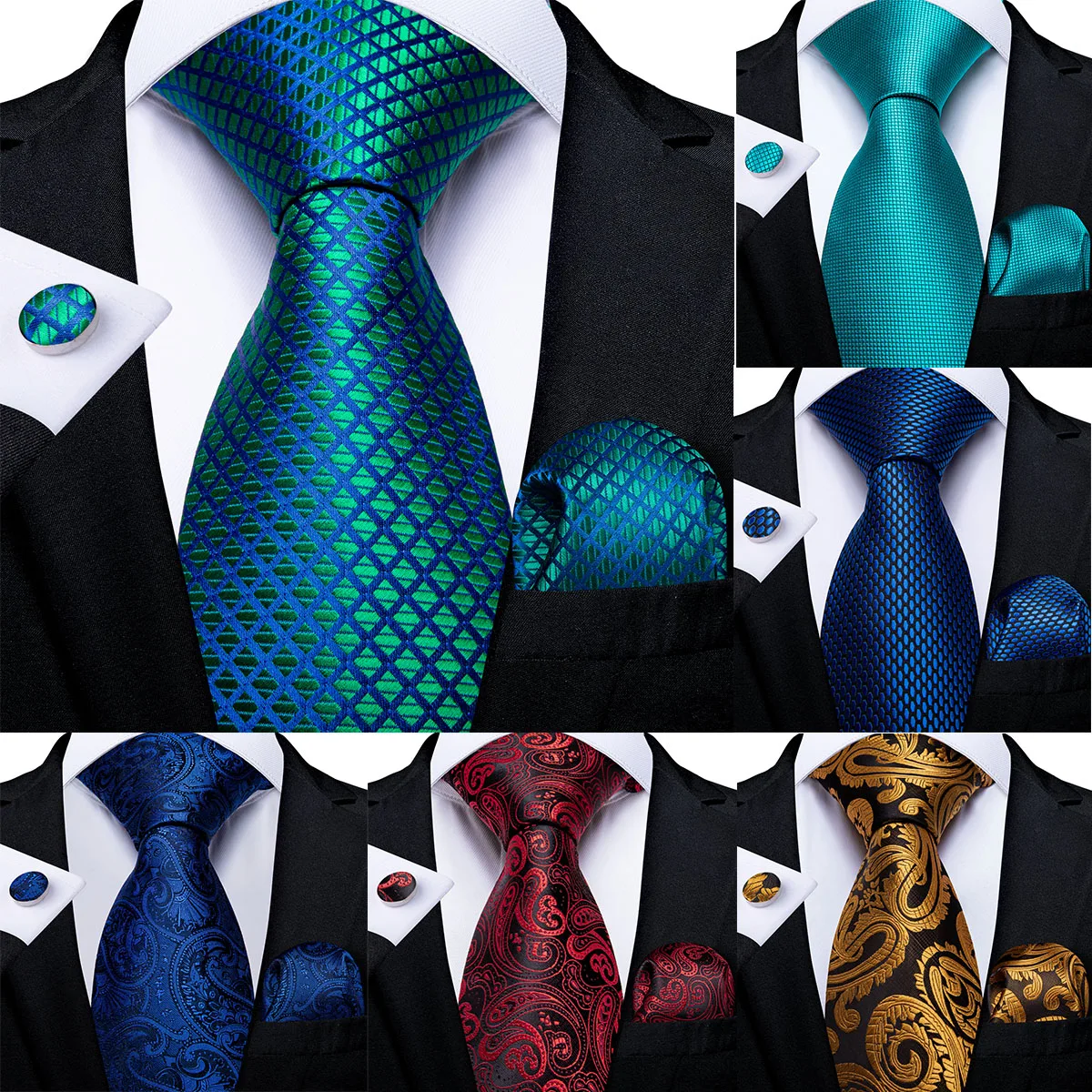 Top Trends: DiBanGu Men Necktie Teal Blue Paisley Designer Silk Wedding Tie For Men Tie Hanky Cufflink Tie Set Business Party Dropshipping Shoppable Styles