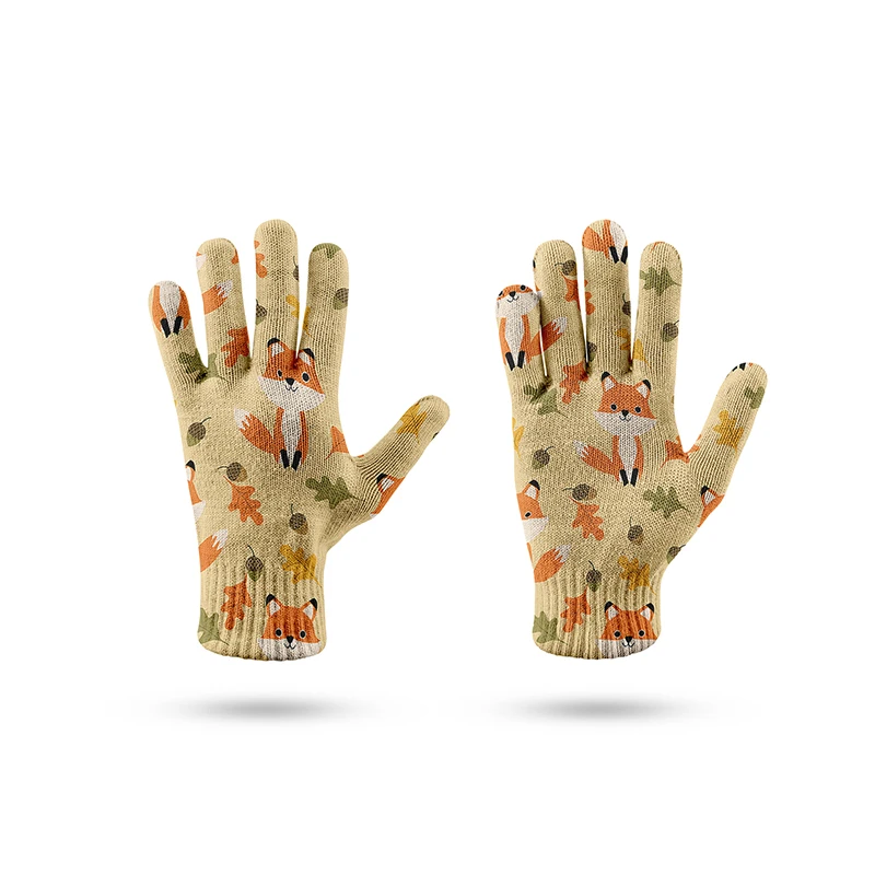 Top Trends: Cartoon Monkey Fox Garden Gloves 3D Printed Cute Harajuku Women Men Stretch Knit Mittens Anti Slip Windproof Spring Ride Gloves Shoppable Styles - Image 4