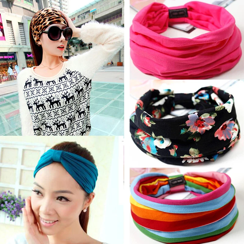 Top Trends: Floral Print Turban Knot Headwrap Sports Elastic Yoga Hairband Fashion Cotton Fabric Wide Headband For Women Hair Accessoires Shoppable Styles