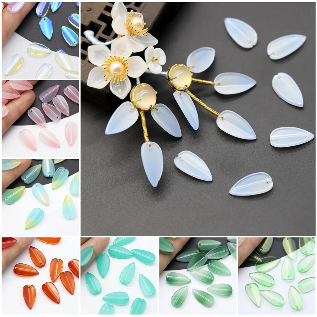 Top Trends: 10pcs Leaf Shape Petal 19x10mm Lampwork Crystal Glass Loose Pendants Beads For Jewelry Making DIY Crafts Findings Shoppable Styles