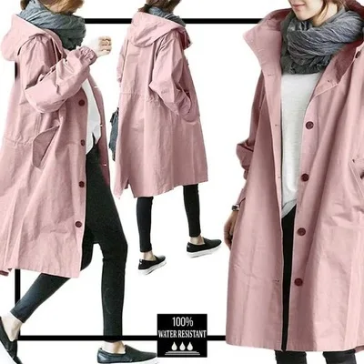 Top Trends: Women's Jackets Single Breasted Hooded Trench Classic Lapel Long Sleeve Windproof Overcoat Casual Mid Length Spring Clothing Shoppable Styles