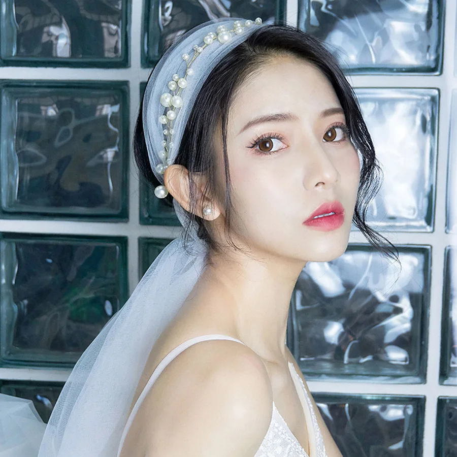 Top Trends: Elegant Pearl Bridal Veil With Retro Crepe Headband Wedding Hair Accessories Shoppable Styles