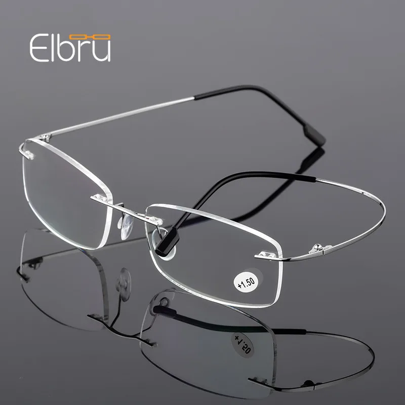 Top Trends: Elbru Ultralight TR90 Memory Titanium Rimless Reading Glasses Men&amp;Women Presbyopic Eyeglasses + 1.0 + 1.5 + 2.0 To+ 3.5 + 4.0 Shoppable Styles