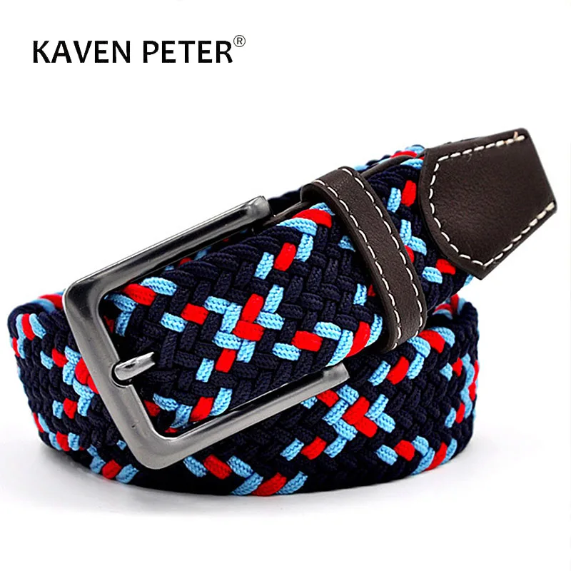 Top Trends: Men Elastic Pu Leather Belt Canvas Expandable Braided Stretch Belts With Mixed Knitted Black Buckle 105CM Factory Directly Price Shoppable Styles