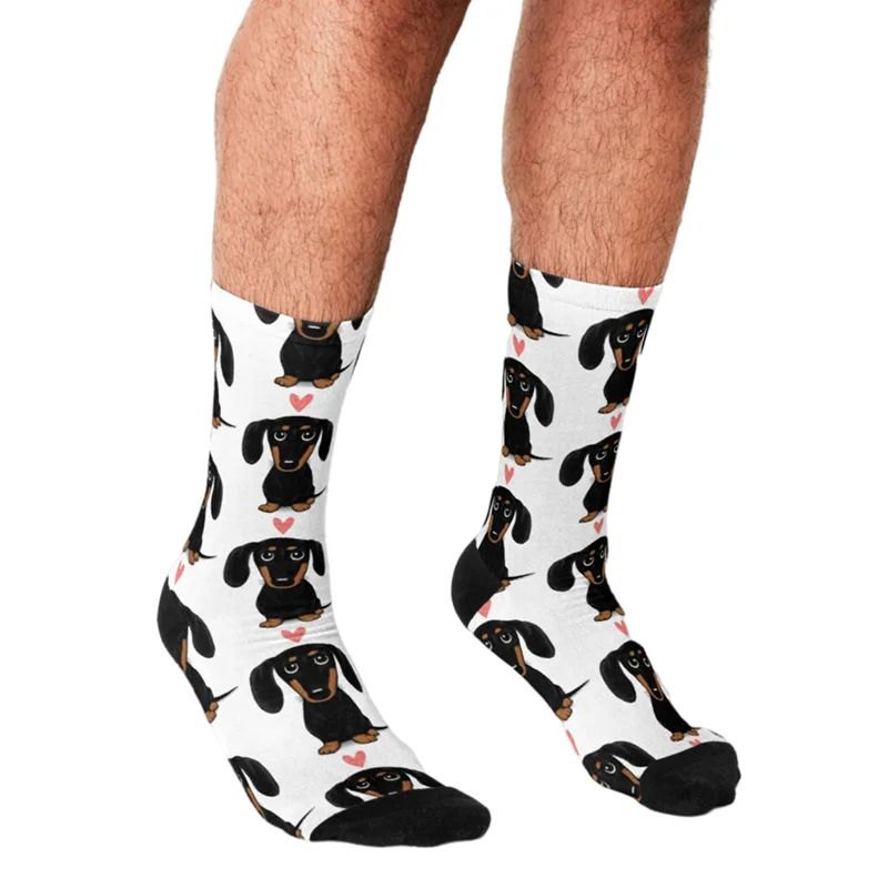 Top Trends: Funny Men's Socks Dachshund Dog Cute Heart Love Printed Hip Hop Men Happy Socks Cute Boys Street Style Crazy Socks For Men Shoppable Styles