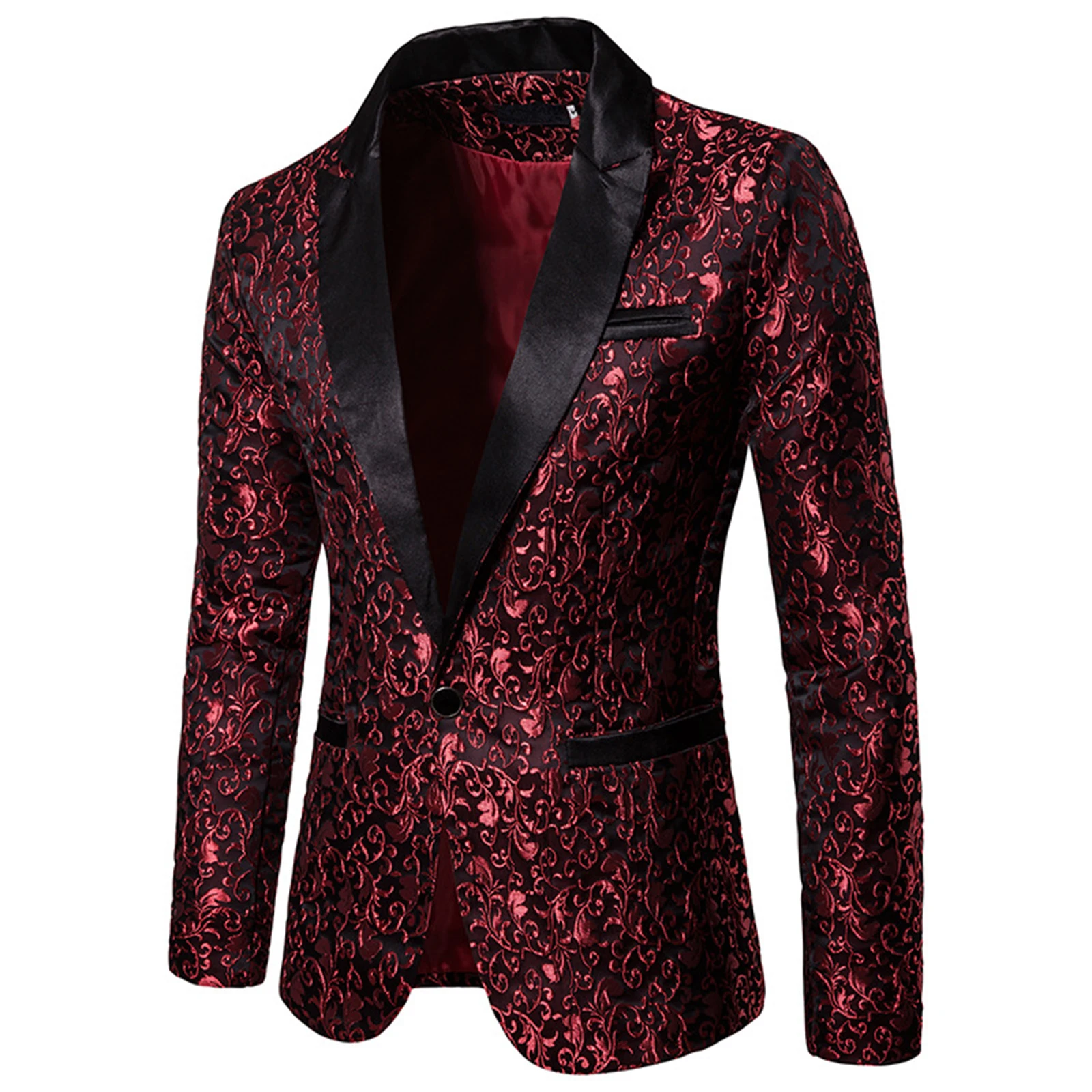 Top Trends: Gold Jacquard Bronzing Floral Blazer Suit Mens Single Button Blazer Jacket Wedding Dress Party Stage Singer Costume Shoppable Styles