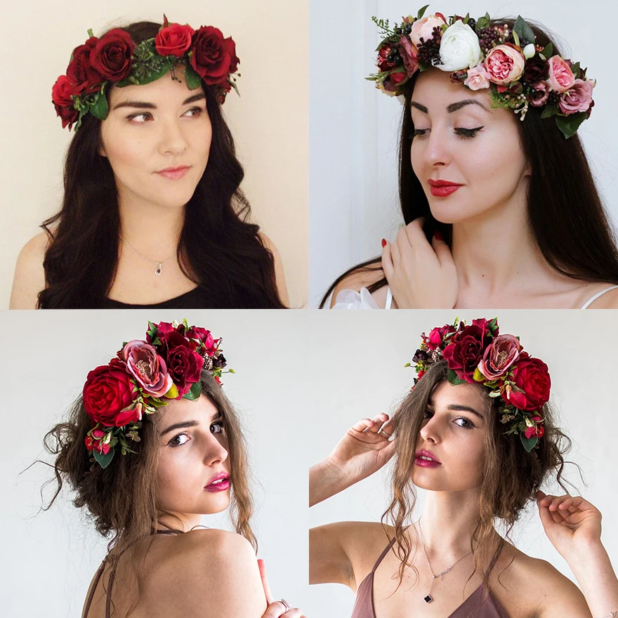 Top Trends: Molans Spring Rose Flower Crowns Romantic Chic Floral Garlands For Bride Wedding Boho Women Stimulated Flower Wreaths Girls Shoppable Styles - Image 2