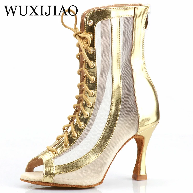 Top Trends: WUXIJIAO High Boots Latin Dance Shoes Ladies High Heels Silver Gold Black Three-color Comfortable Salsa Shoes Party Sandals Shoppable Styles