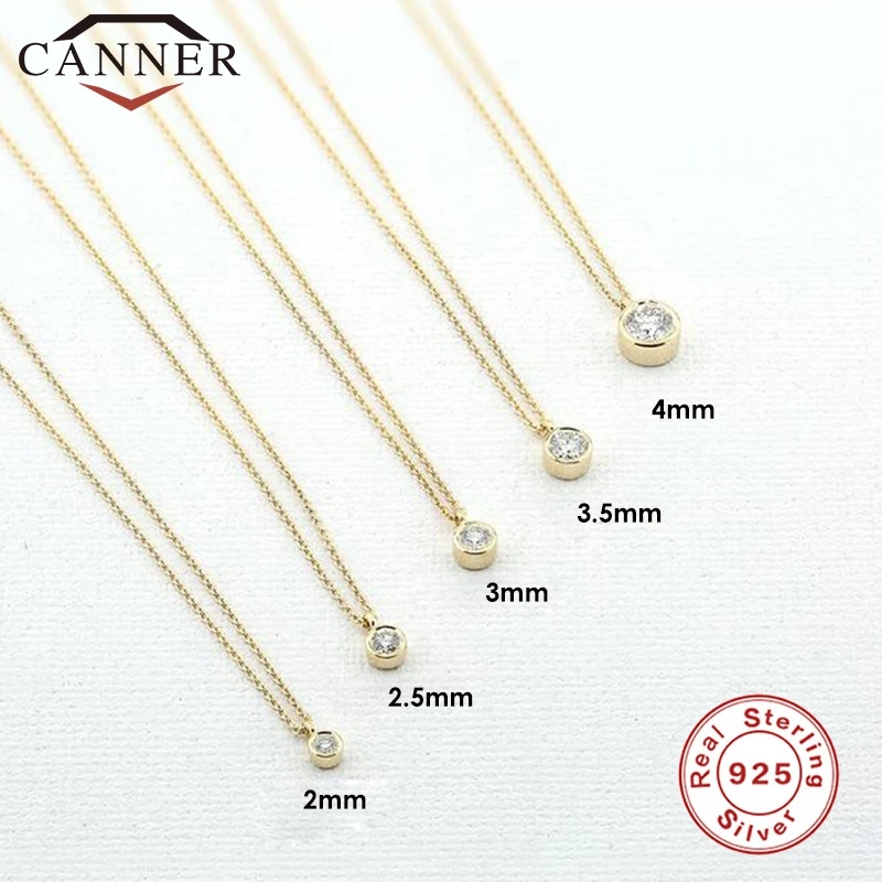 Top Trends: CANNER 2 / 2.5 / 3 / 3.5 / 4mm Zircon 925 Sterling Silver Choker Necklace For Women Simple Temperament Gold Necklaces Wedding Jewelry Shoppable Styles