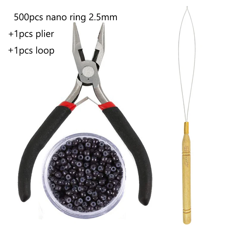 Top Trends: 2.5mm Silicone Nano Rings 500pcs Hair Beads Micro Beads Kits Dreadlock Hair Extension Tools+ Plier And Loop Hair Pulling Needle Shoppable Styles