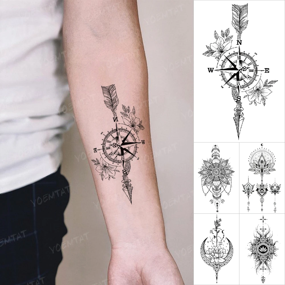 Top Trends: Transfer Temporary Tattoo Sticker Washable Arrow Compass Lotus Hand Small Tatoo Kids Flash Body Art Fake Tatto Men Women Shoppable Styles