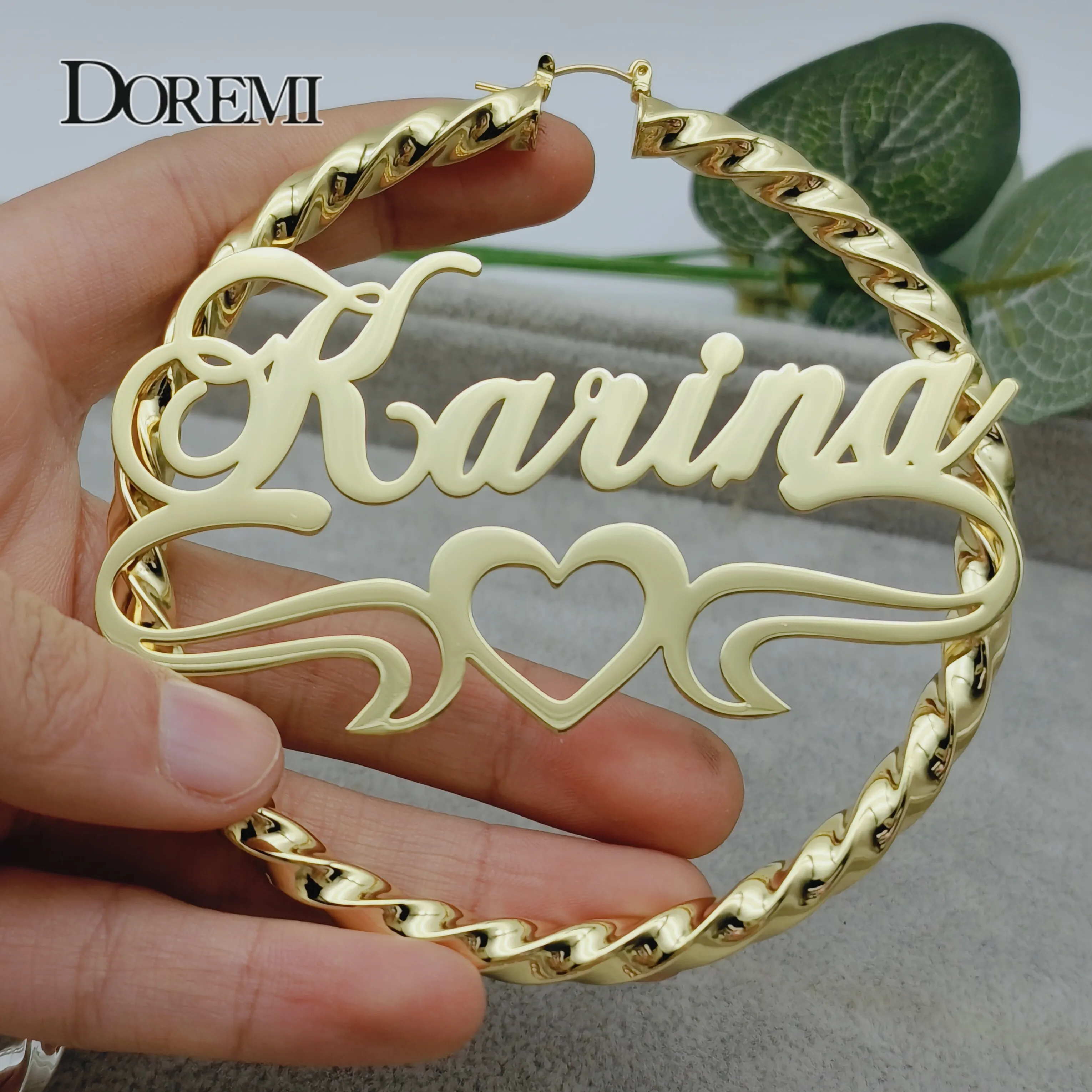 Top Trends: DOREMI 30 / 50 / 70 / 90MM Custom Name Earrings Big Hoops Earrings Stainless Hip Hop Style Earrings Custom Earrings For Women Gift Shoppable Styles - Image 4