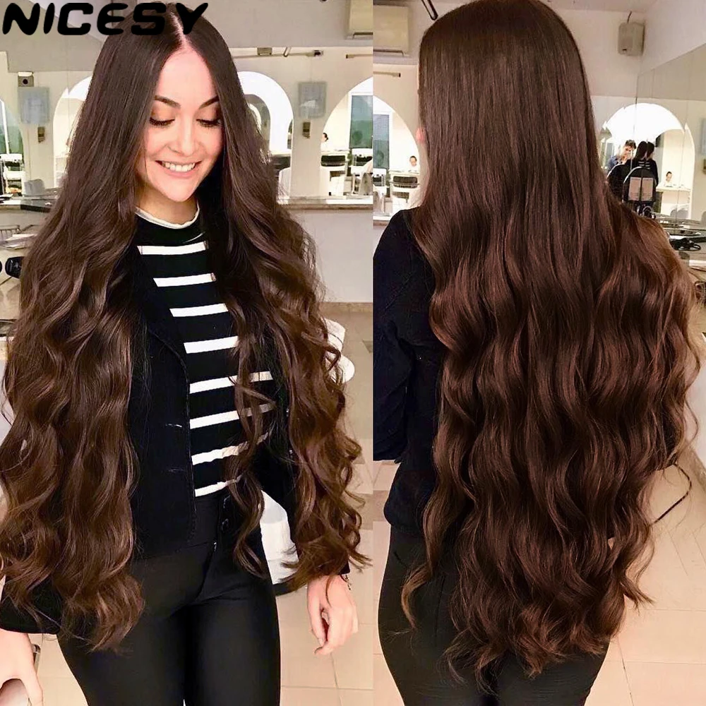 Top Trends: 5 Clips Long Wavy Clip In Hair Extensions Synthetic Heat Resistant One Piece False Blonde Hair Black Brown Hairpiece For Women Shoppable Styles