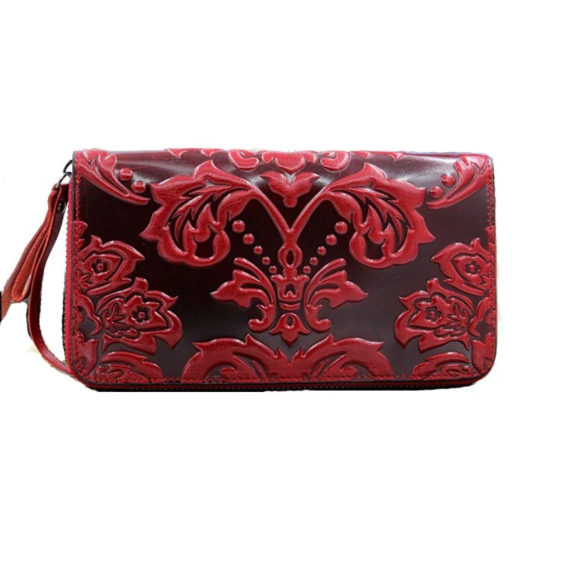 Top Trends: Genuine Leather Purse Female Floral Women's Leather Purses Long Cow Leather Women Wallets Large Capacity Ladies Clutch Bag Shoppable Styles